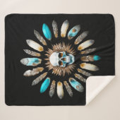 Schedel en veren 01 sherpa deken (Voorkant (horizontaal))