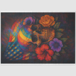 Schedel en vlaggen LGBTQ Regenboog Decoupage Papie Tissuepapier