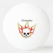 Schedel en vlammen ontwerp pingpongbal (Achterkant)