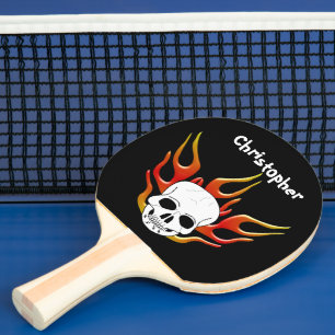 Schedel en vlammen ontwerp tafeltennisbatje