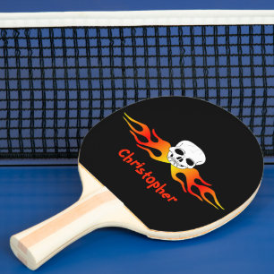Schedel en vlammen ontwerp tafeltennisbatje