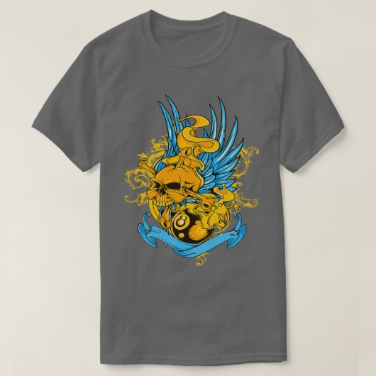 schedel en vlammenbillen t-shirt (Design voorkant)