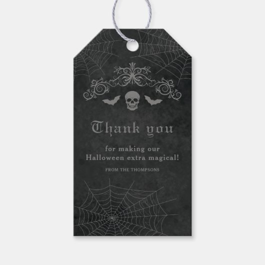 Schedel en vleermuizen donkere gotische Halloween Cadeaulabel (Voorkant)