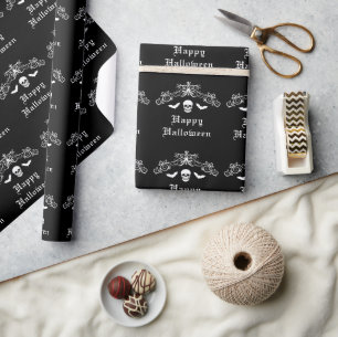 Schedel en vleermuizen silhouet Gelukkig Halloween Cadeaupapier