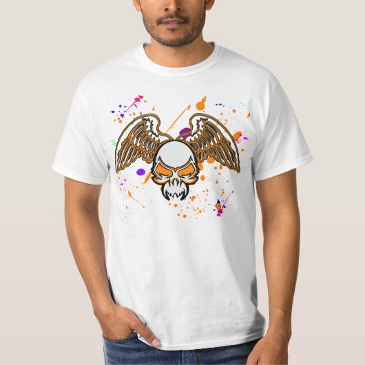 schedel en vleugels t-shirt (Voorkant)