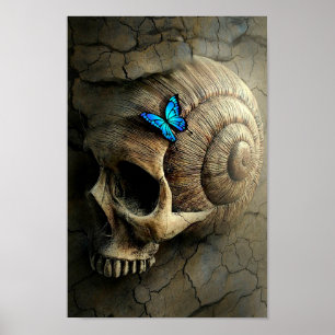 schedel en vlinder poster