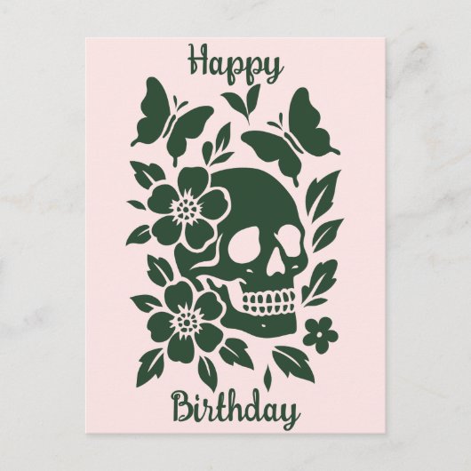 Schedel en Vlinders Briefkaart (Voorkant)