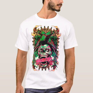Schedel en vogels illustratie t-shirt
