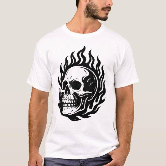 schedel en vuur t-shirt (Voorkant)