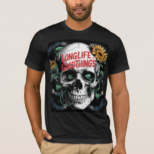 Schedel en Zonnebloem Grafisch T-Shirt Design voor