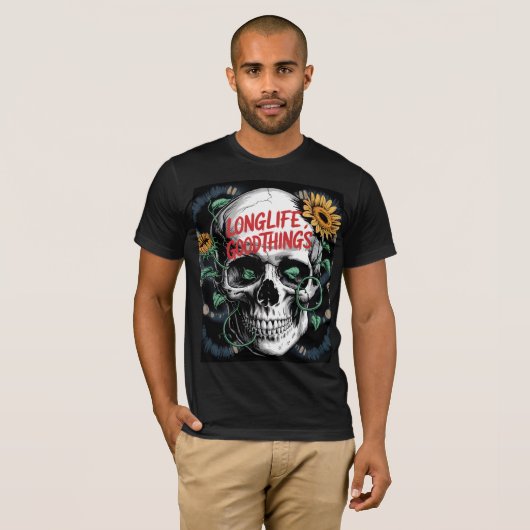 Schedel en Zonnebloem Grafisch T-Shirt Design voor (Voorkant volledig)