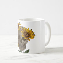 schedel en zonnebloemen Mok