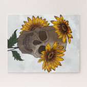 Schedel en zonnebloemen puzzel (Horizontaal)