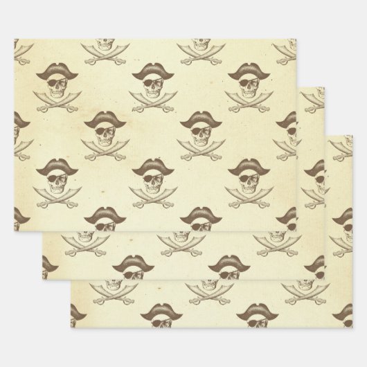 schedel en zwaarden Piraat Inpakpapier Vel (Set)