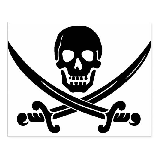 Schedel en zwaarden silhouet kunst stempel (Afrduk)