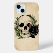 Schedel en zwarte kat Case-Mate iPhone case (Achterkant)