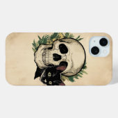 Schedel en zwarte kat Case-Mate iPhone case (Achterkant (horizontaal))