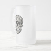 Schedel - Enge Grappige Skeleton Head Graphic Matglas Bierpul (Voorkant links)