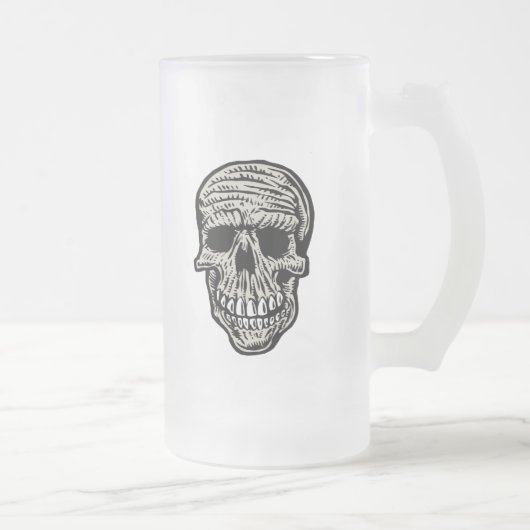 Schedel - Enge Grappige Skeleton Head Graphic Matglas Bierpul (Rechts)