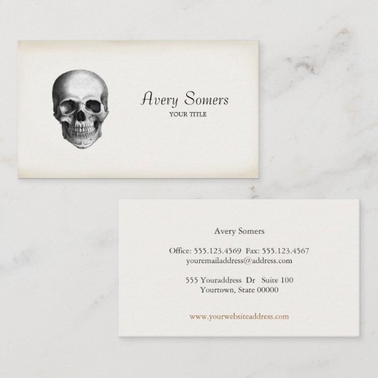  schedel Etsen Verouderd Bedrijf Visitekaartje (Voorkant / Achterkant)