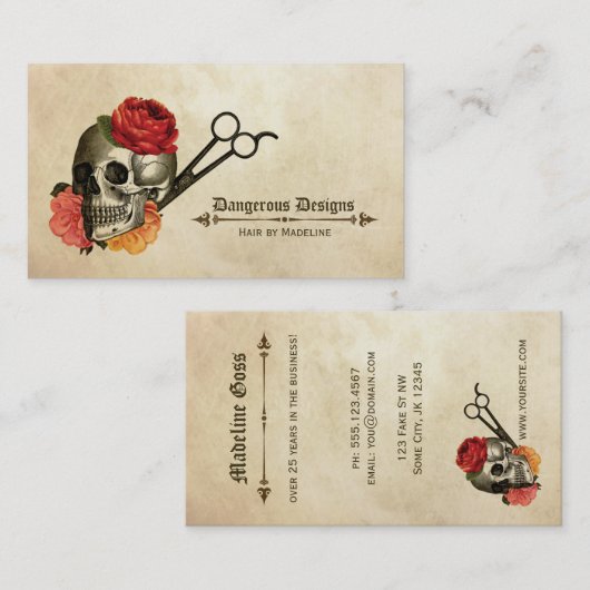 schedel  floreel haarstylist visitekaartje (Voorkant / Achterkant)