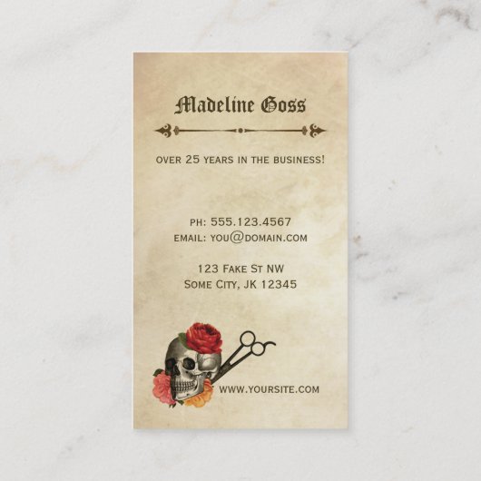 schedel  floreel haarstylist visitekaartje (Achterkant)