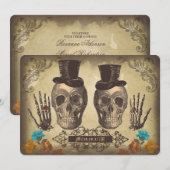 Schedel gay paar Victoriaans Gotische bruiloft Uit Kaart (Voorkant / Achterkant)