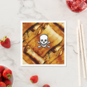 Schedel gekruiste botten schatkaart scroll piraten servet (Insitu)