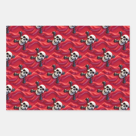 Schedel gekruiste botten skelet halloween piraten  inpakpapier vel (Voorkant 2)