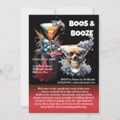 Schedel gelukkig uur spooky cocktails gothic flora kaart (Voorkant)