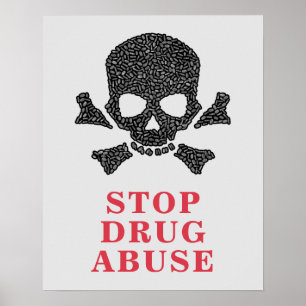 Schedel gemaakt van pillen Stop drugsgebruik poste Poster