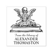 Schedel Gevleugelde zandloper Schildpad Bibliothee Zelfinktende Stempel (Design)