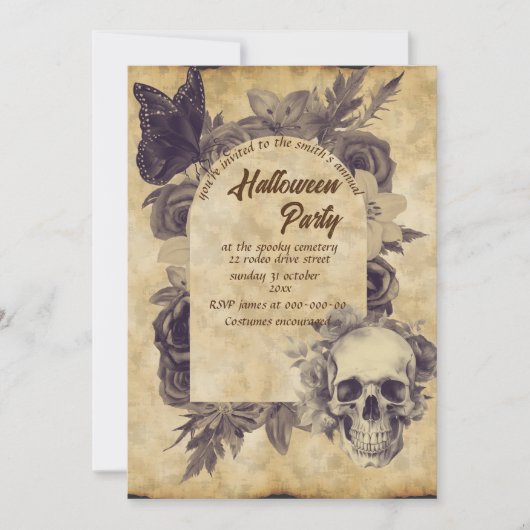  schedel gothic spooky halloween kaart (Voorkant)