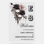 Schedel Gotisch Acryl Trouwteken Bord (Voorkant)