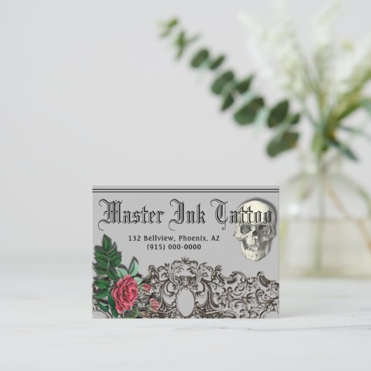 Schedel gotisch Visitekaartje (Staand voorkant)