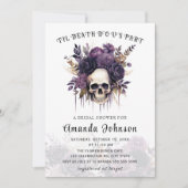 Schedel Gotische Bloemen Halloween Vrijgezellenfee Kaart (Voorkant)