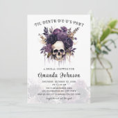 Schedel Gotische Bloemen Halloween Vrijgezellenfee Kaart (Staand voorkant)