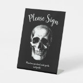 Schedel Gotische bruiloft Gast Boek teken Reclamebord Met Voetstuk (Voorkant)