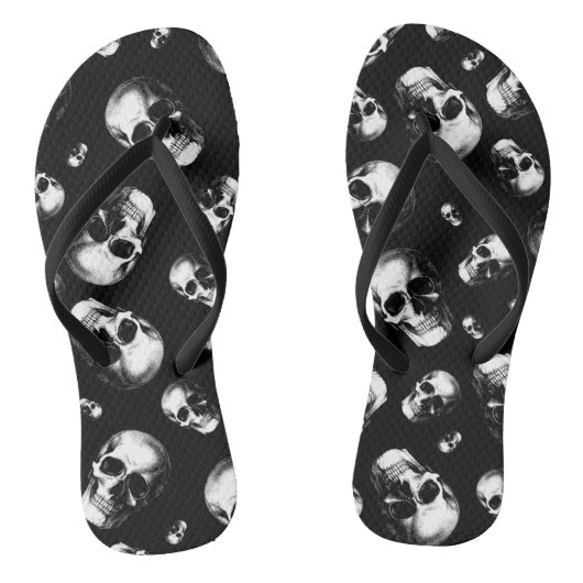 Schedel Gotische Halloween Trouw Flip-Flops Teenslippers (Voetbed)