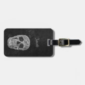 Schedel Gotische Oude Textuur Zwart-wit Grunge Bagagelabel (Voorkant horizontaal)