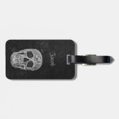 Schedel Gotische Oude Textuur Zwart-wit Grunge Bagagelabel (Achterkant horizontaal)