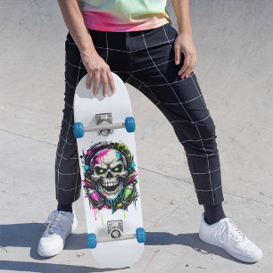 Schedel Graffiti Neon Street Art voor tieners Cool Persoonlijk Skateboard