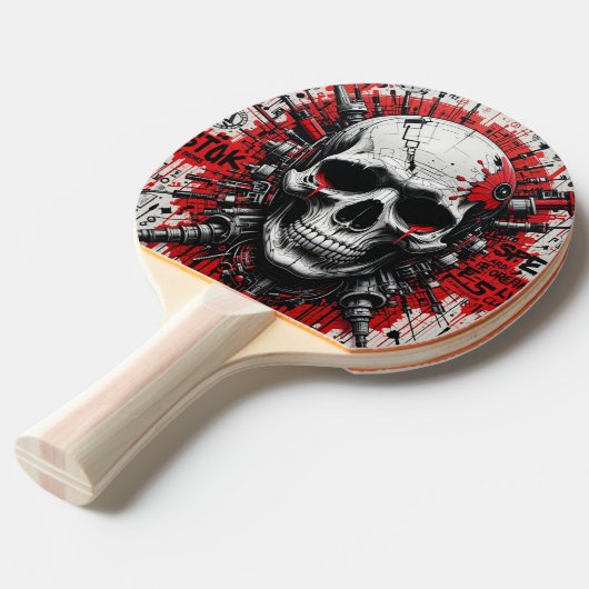 Schedel Graffiti Ping Pong Paddle Tafeltennisbatje (Voorkant Gekanteld)