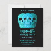 Schedel Grappig Gotisch Blauw Blauwgroen Halloween (Voorkant)