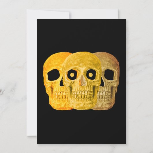 Schedel Grappig Gotisch Geel Zwart Halloween Verja Kaart (Achterkant)