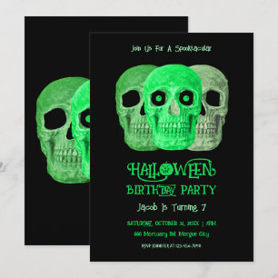 Schedel Grappig Gotisch Groen Zwart Halloween Verj Kaart