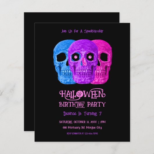 Schedel Grappig Gotisch Roze Halloween Verjaardags (Voorkant / Achterkant)