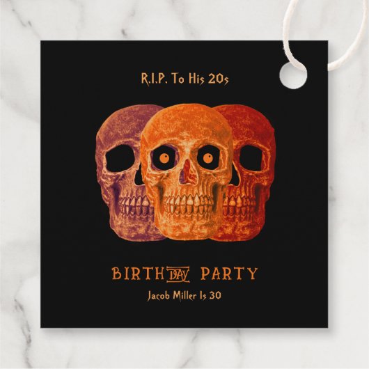 Schedel Grappig Sinaasappel Gotische Verjaardag RI Bedankjes Labels (Achterkant)