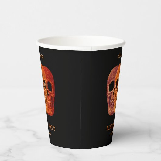 Schedel Grappig Sinaasappel Gotische Verjaardag RI Papieren Bekers (Rechts)