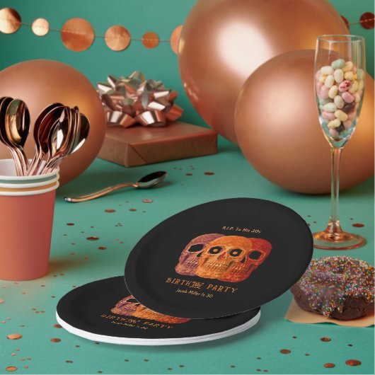 Schedel Grappig Sinaasappel Gotische Verjaardag RI Papieren Bordje (Multi)